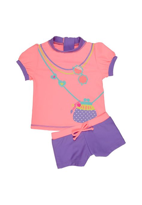 Traje de Baño Bebe Niña Set UV 50 H2O Wear Naranjo-0