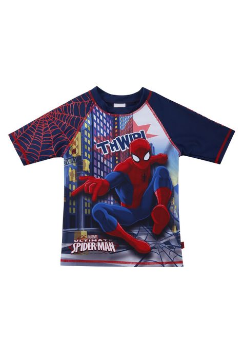 Polera Niño Manga Corta UV 50 Disney Spiderman Turquesa-0