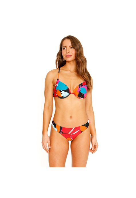 Traje de Baño Bikini Top Copas Estampado para Mujer Negro-8