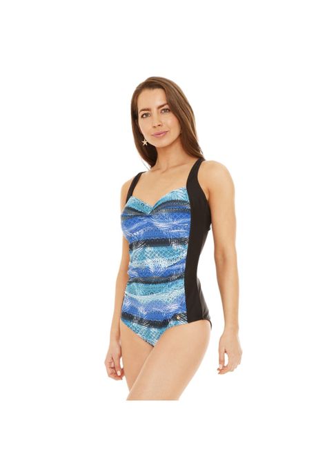 Traje de Baño Entero Mujer Control Hebilla H2O Wear Turquesa-0