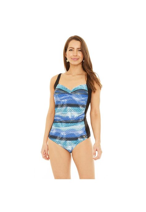 Traje de Baño Entero Mujer Control Hebilla H2O Wear Turquesa-5