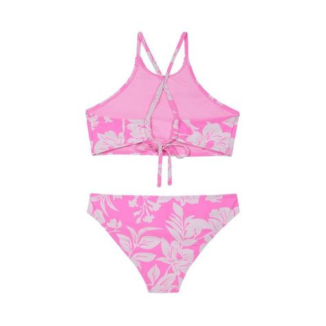 Traje de Baño Bikini UV30+ High Neck para Teens Niña Fucsia-2