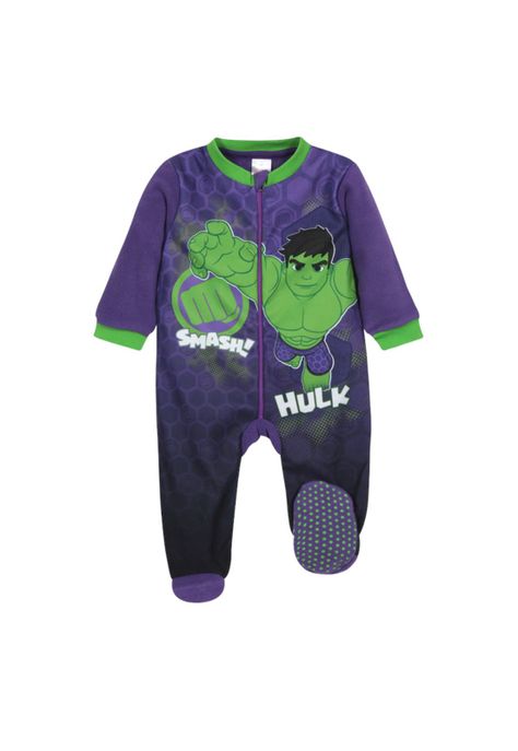 Pijama Bebé Niño Polar Entero Morado Marvel Hulk-0