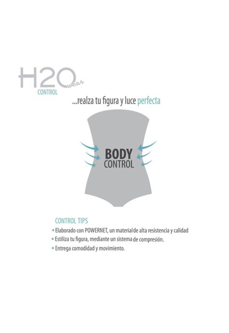 Traje de Baño Tankini Mujer Control H2O Wear Banda Negro Azabache-4
