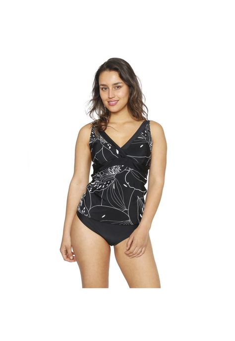 Traje de Baño Tankini Mujer Control H2O Wear Banda Negro Azabache-6