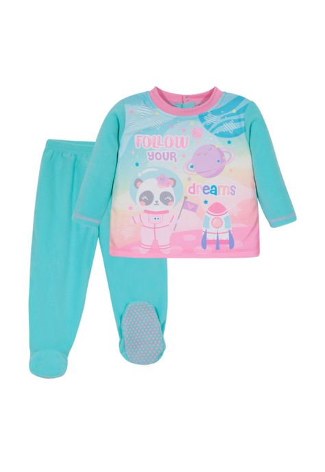 Pijama Bebé Niña Conjunto Polar Sustentable Turquesa H2O Wear-0