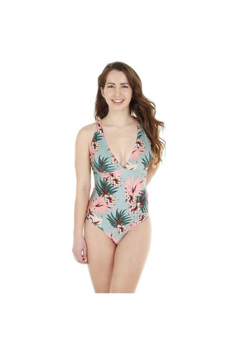 Traje de Baño Entero Mujer H2O Wear Halter Flores Verde-0