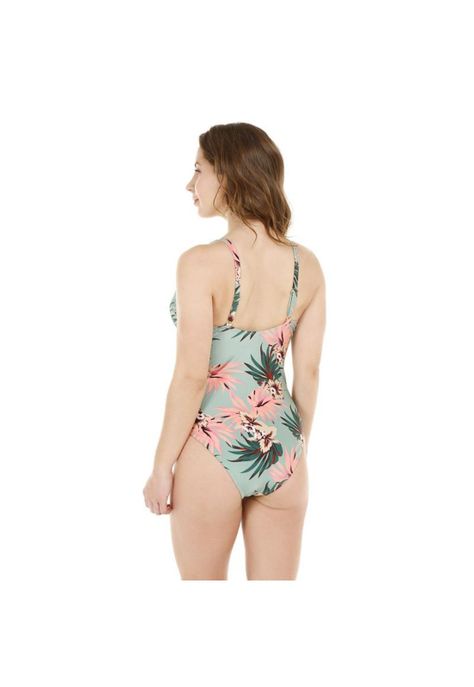 Traje de Baño Entero Mujer H2O Wear Halter Flores Verde-1