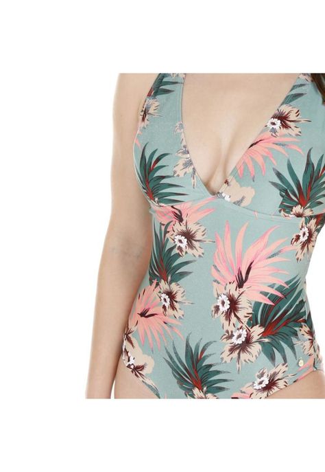 Traje de Baño Entero Mujer H2O Wear Halter Flores Verde-4