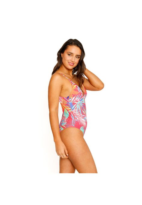 Traje de Baño Entero Estampado para Mujer Rojo-5