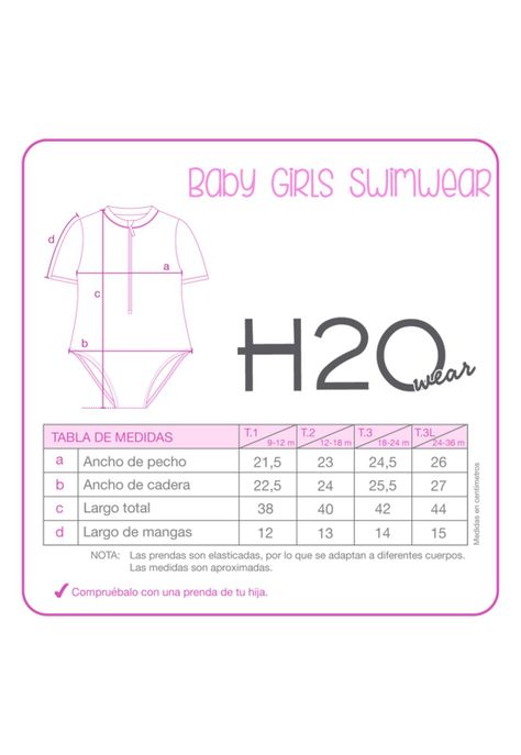 Traje de Baño Bebe Niña Manga Corta UV50+ H2O Wear-3