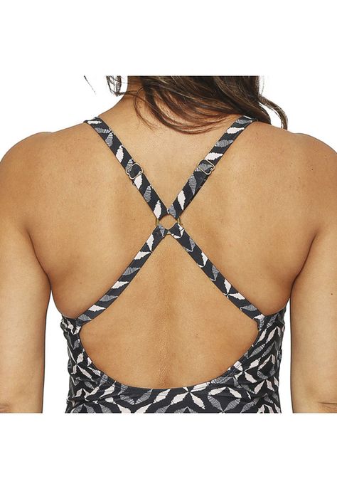 Traje de Baño Entero Mujer H2O Wear Cruzado Estampado Negro Grafito-5