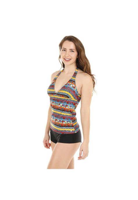 Traje de Baño Tankini Mujer H2O Wear Halter Brillo Verde-5