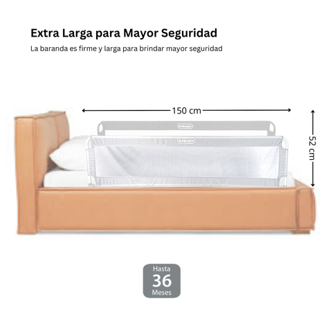 Baranda De Cama Seguridad Bebé Box Spring 150x52cm Rs-80052-4 Gris-1