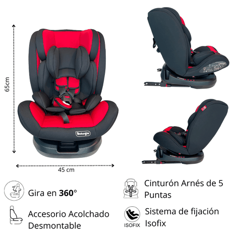  Nuevo Silla Toda Etapa 360 Isofix Bebeglo RS-3840-3 Rojo-1