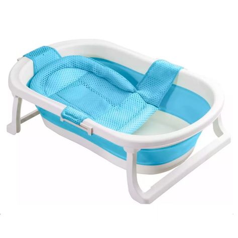 Bañera Plegable con Hamaca y Termómetro Bebeglo Celeste-0