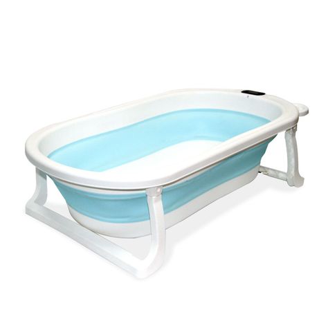 Bañera Plegable con Hamaca y Termómetro Bebeglo Celeste-4