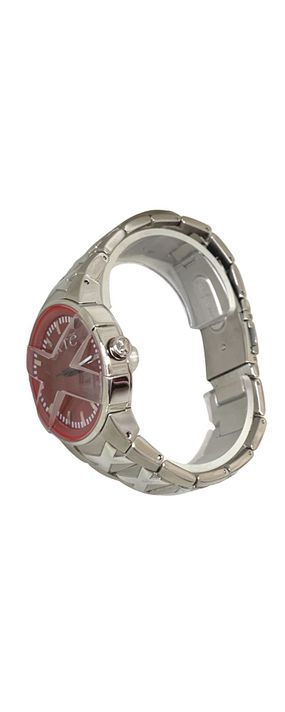 Reloj Análogo Clásico Exté Plateado Esfera Roja-7
