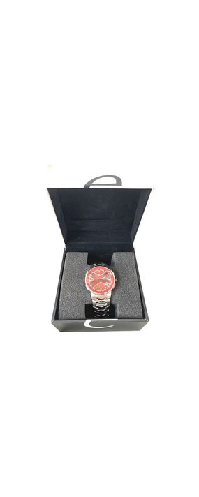 Reloj Análogo Clásico Exté Plateado Esfera Roja-5