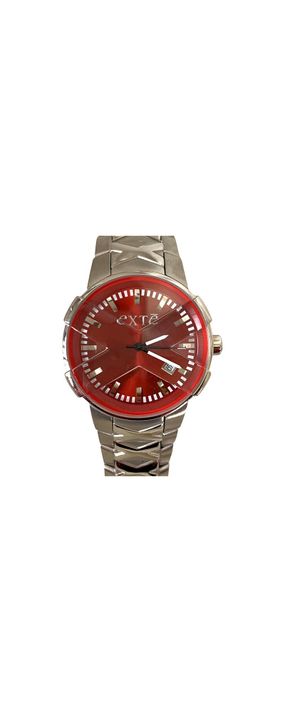 Reloj Análogo Clásico Exté Plateado Esfera Roja-1