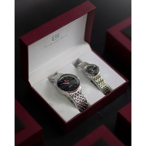 Set par de relojes Luis Cardini Mod 1566-PL-NE-0