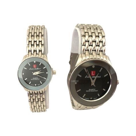 Set par de relojes Luis Cardini Mod 1566-PL-NE-1