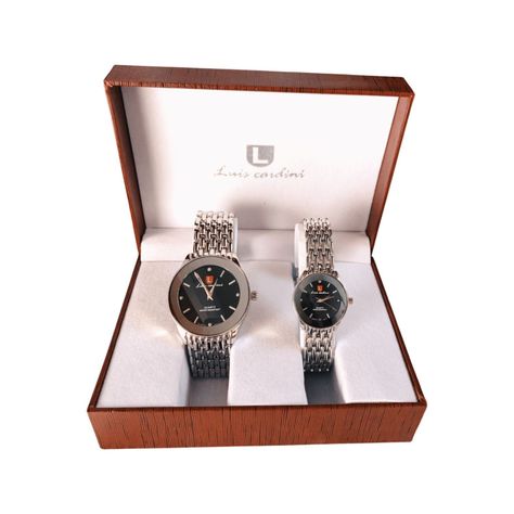 Set par de relojes Luis Cardini Mod 1566-PL-NE-2