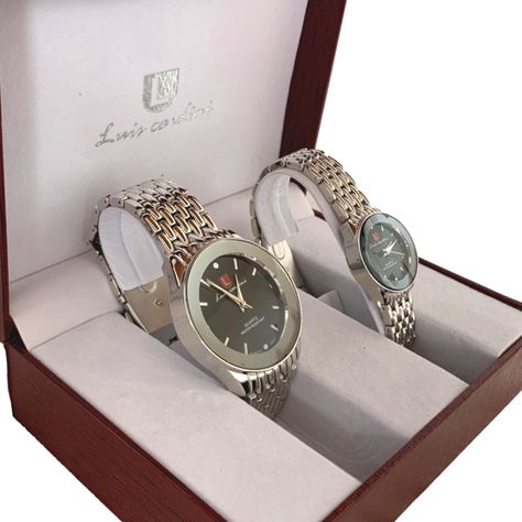 Set par de relojes Luis Cardini Mod 1566-PL-NE-3