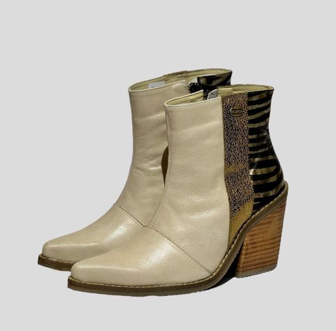 Botin Tati Hueso Cebra Dorado Exotica-0