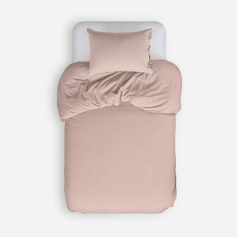 Funda Plumón Lino-Algodón Pure Liso Rosa Nude 1,5 Plazas-0
