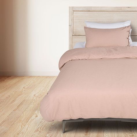 Funda Plumón Lino-Algodón Pure Liso Rosa Nude 1,5 Plazas-1