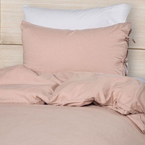 Funda Plumón Lino-Algodón Pure Liso Rosa Nude 1,5 Plazas-2