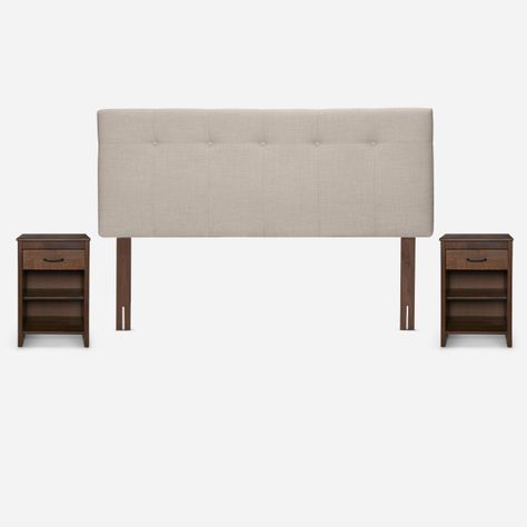 Cama Europea Classique+ 2 Plazas +Respaldo+Veladores Natural-2