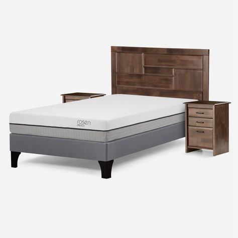 Cama Europea Pratta Full Pata Madera +Respaldo y 2 Veladores-1