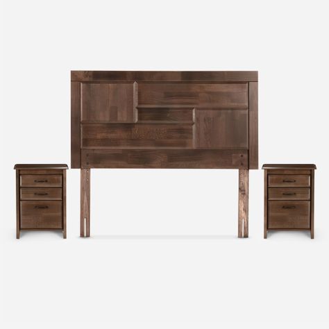 Cama Europea Pratta Full Pata Madera +Respaldo y 2 Veladores-2