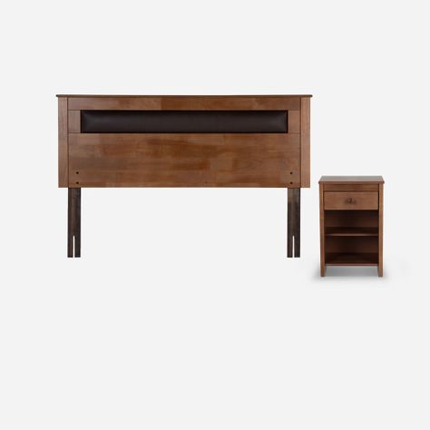 Cama Europea Pratta Full Pata Madera + Respaldo y Velador-2