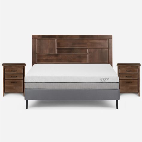 Cama Europea Pratta Full Pata Acero + Respaldo y 2 Veladores-0