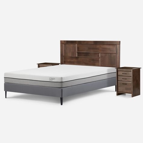 Cama Europea Pratta Full Pata Acero + Respaldo y 2 Veladores-2