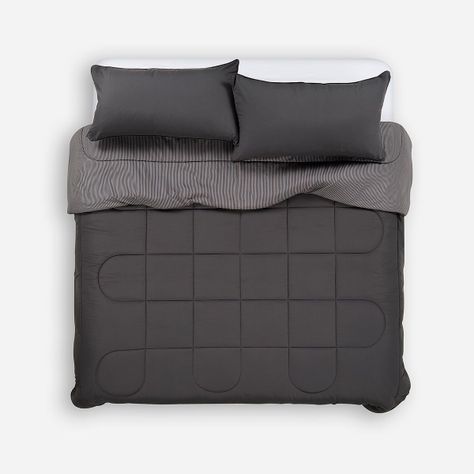 Plumón Bicolor Lines Reversible Charcoal King-0