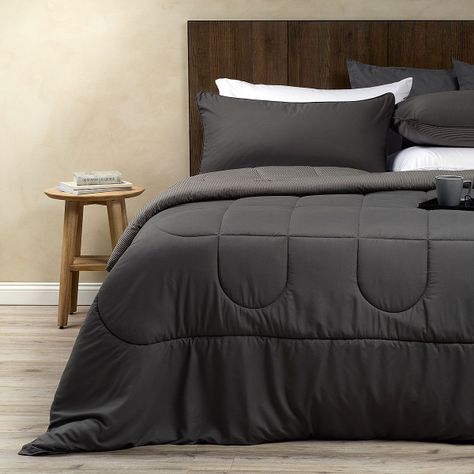 Plumón Bicolor Lines Reversible Charcoal King-2