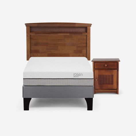 Cama Pratta 1,5 Plazas + Respaldo + Velador Veneto-0