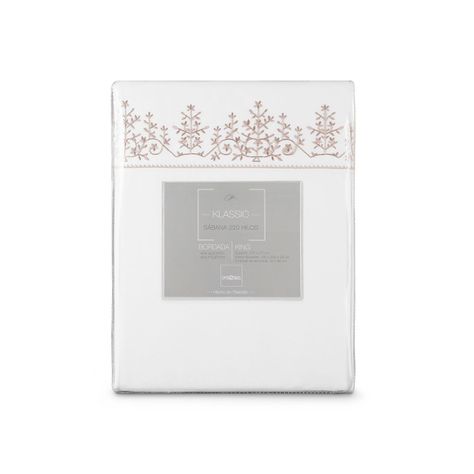 Sábana Rosen 220 Hilos Bordada Floral Blanca 1,5 Plazas-0