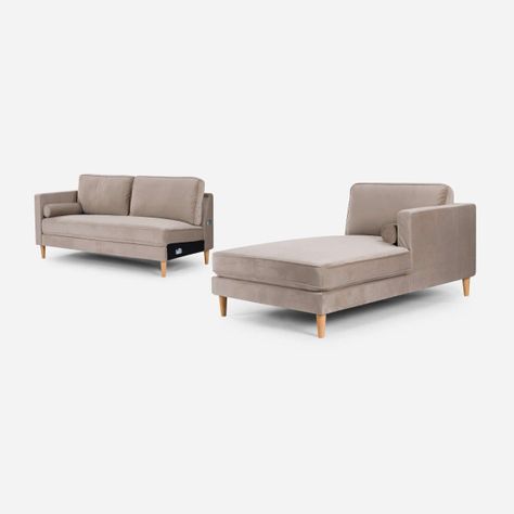 Sofá Seccional Rosen Harbord II Derecho Tela Beige-5