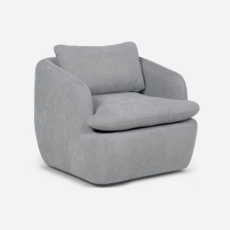 Poltrona Giratoria Rosen Newton Tela Gris Plata-0