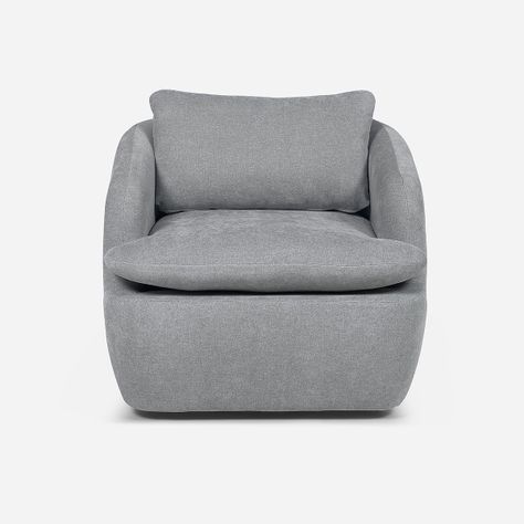 Poltrona Giratoria Rosen Newton Tela Gris Plata-1