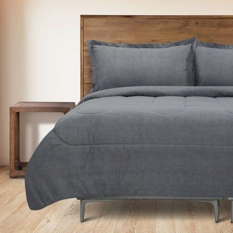 Plumón Unicolor Chambray Charcoal 2 Plazas-1