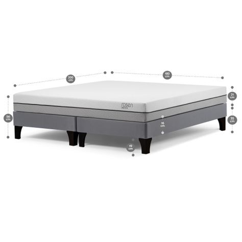 Cama Europea Pratta King 180x200 cm + Almohadas Fibra Light-1