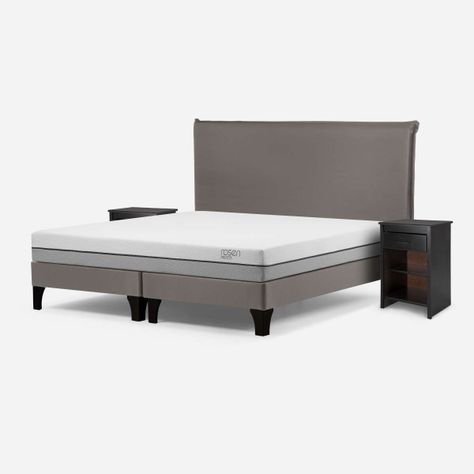 Cama Pratta King Pata Madera + Muebles Maurice Gris-1