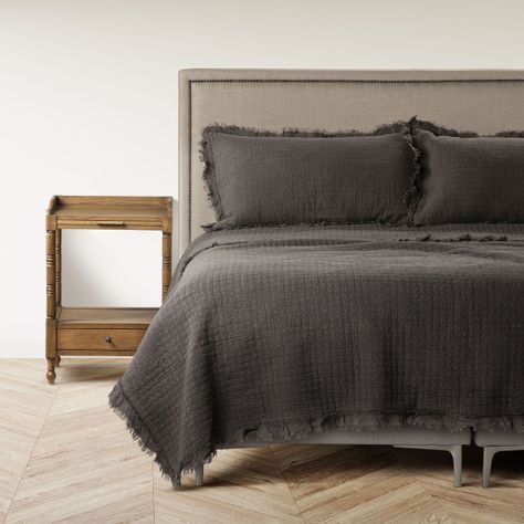 Cubrecama Algodón Pure Liso Stone Charcoal 2 Plazas-1
