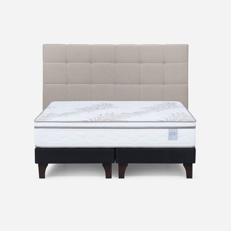 Cama Europea Neo Plus King 180x200 cm + Respaldo Issey Beige-0